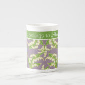 Bone China Coffee Mok: Lilies van de vallei, Mauve Porselein Kop (Voorkant)