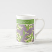 Bone China Coffee Mok: Lilies van de vallei, Mauve Porselein Kop (Rechts)