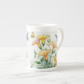 Bone China Coffee Mok - Yellow Morning Glory (Voorkant rechts)