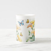 Bone China Coffee Mok - Yellow Morning Glory (Voorkant)