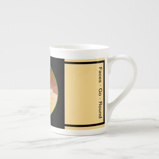 Bone China Coffee / Tea Mok - Faces-Go-Round ontwe (Rechts)
