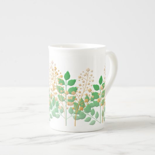 Bone China Cup Gift met bloemen en bladeren Porselein Kop (Voorkant rechts)