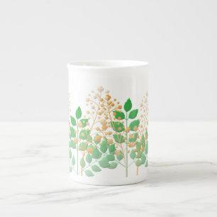Bone China Cup Gift met bloemen en bladeren Porselein Kop