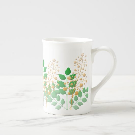 Bone China Cup Gift met bloemen en bladeren Porselein Kop (Rechts)