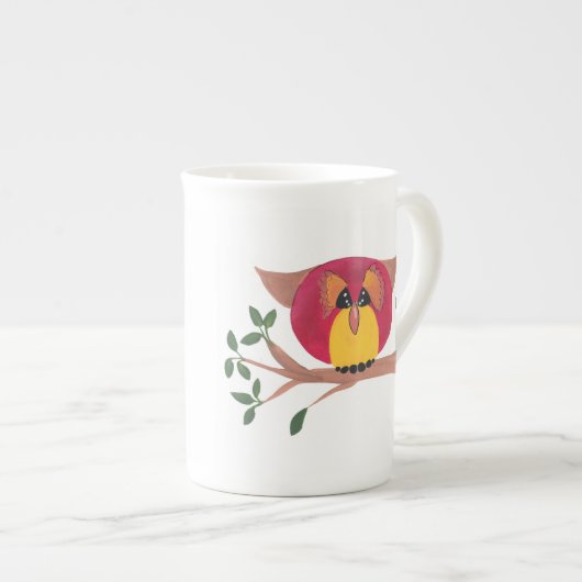 Bone China Cup Gift with Owl Art Porselein Kop (Voorkant rechts)