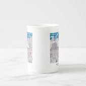 Bone China Londen skyline blauw grijs kunstwerk Porselein Kop (Voorkant)
