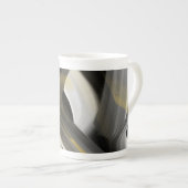 Bone China Mok Abstract Art Zwart Wit Goud (Voorkant rechts)