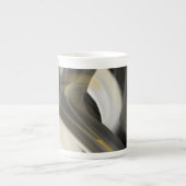 Bone China Mok Abstract Art Zwart Wit Goud (Voorkant)