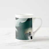 Bone China Mok Abstract Art Zwart Wit Groen (Rechts)