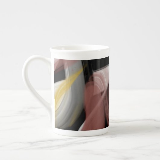 Bone China Mok Abstract Art Zwart Wit Poederig (Links)