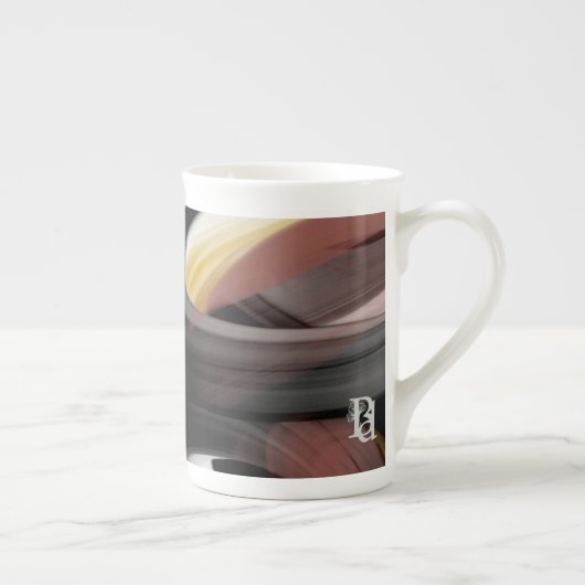 Bone China Mok Abstract Art Zwart Wit Poederig (Rechts)