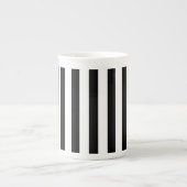 Bone China Mok-Black & White Stripes Porselein Kop (Voorkant)