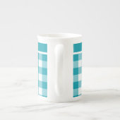 Bone China Mok, Blauwgroen en White Check Gingham Porselein Kop (Achterkant)
