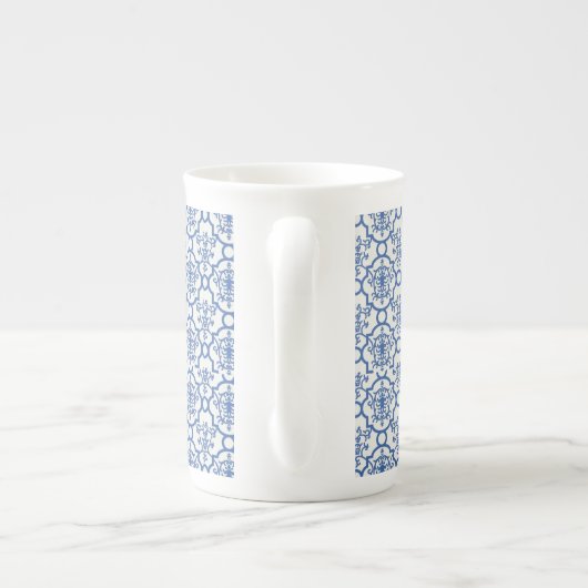 Bone China Mok-Blue Damask Porselein Kop (Achterkant)