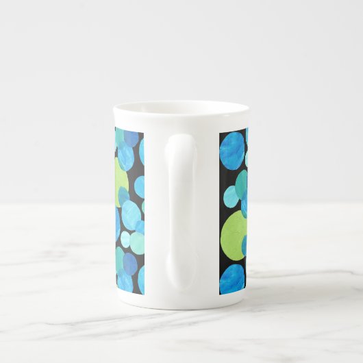 Bone China Mok, Blue Moons Pattern Porselein Kop (Achterkant)