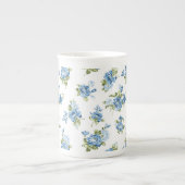 Bone China Mok-Blue Rozen Porselein Kop (Voorkant)