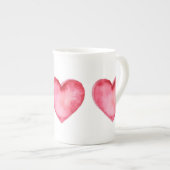 Bone China Mok - een groot rood hart (Voorkant rechts)