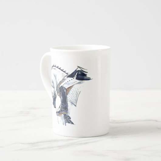 Bone China Mok Gray Dressage Horse and Rider Gift (Links)