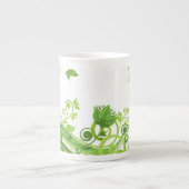 Bone China Mok-Green Floral Porselein Kop (Voorkant)