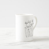 Bone China Mok (handgetekende katten) (Voorkant rechts)