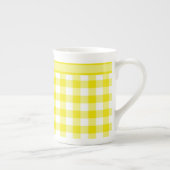 Bone China Mok, Lemon Yellow Check Gingham Porselein Kop (Rechts)