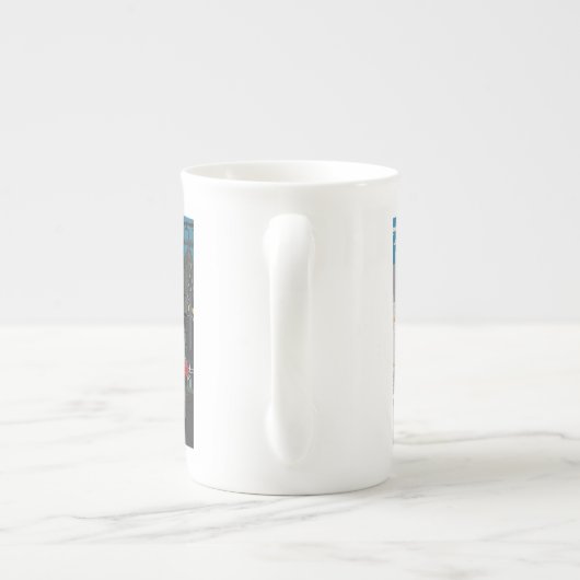 Bone China Mok Manchester UK Night Day Skyline (Achterkant)