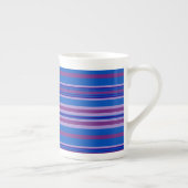 Bone China Mok: Mauve, Paars, Blue, Navy Stripes Porselein Kop (Rechts)