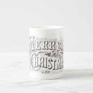 BONE CHINA MOK:  "MERRY CHRISTMAS" PORSELEIN KOP