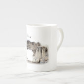 Bone China Mok met robin design (Voorkant rechts)