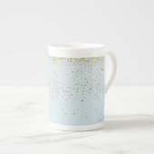 Bone China Mok-Petite Golden Stars-Blue Porselein Kop (Voorkant rechts)