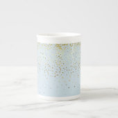Bone China Mok-Petite Golden Stars-Blue Porselein Kop (Voorkant)