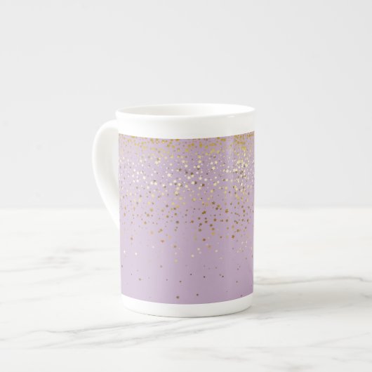 Bone China Mok-Petite Golden Stars-Lavender Porselein Kop (Links)