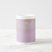 Bone China Mok-Petite Golden Stars-Lavender Porselein Kop (Voorkant)