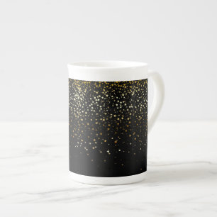 Bone China Mok-Petite Golden Stars-Noir Porselein Kop