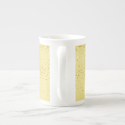 Bone China Mok-Petite Golden Stars-Yellow Porselein Kop (Achterkant)