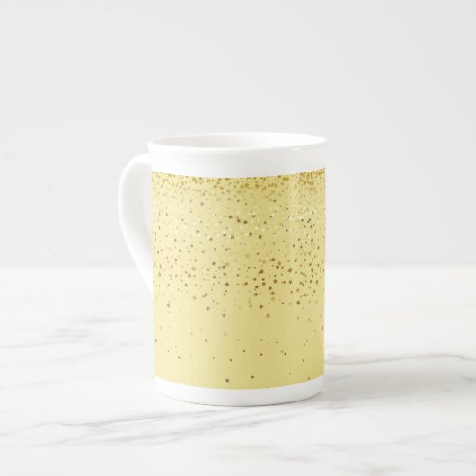 Bone China Mok-Petite Golden Stars-Yellow Porselein Kop (Links)
