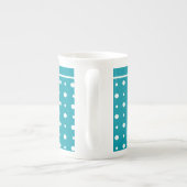 Bone China Mok, Polka Dots, White on Blauwgroen Porselein Kop (Achterkant)