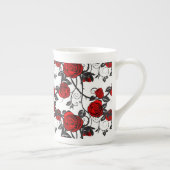Bone China Mok-Red Rose Vine Porselein Kop (Rechts)