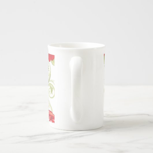 Bone China Mok- rode rozen Porselein Kop (Achterkant)