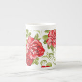 Bone China Mok- rode rozen Porselein Kop (Voorkant)