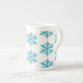 Bone China Mok-Snowflakes Porselein Kop (Voorkant rechts)