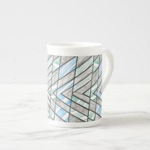 Bone China Mok: Striped V Motif Porselein Kop