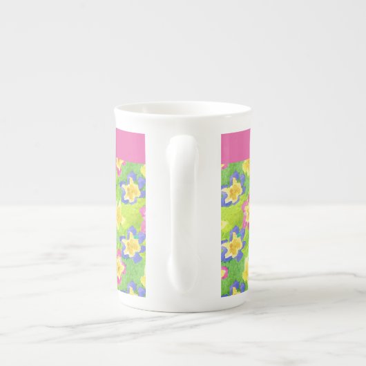 Bone China Mok to Personalize: Primroses Gingham (Achterkant)