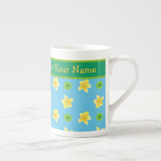 Bone China Mok to Personalize Primroses, Polkas (Rechts)