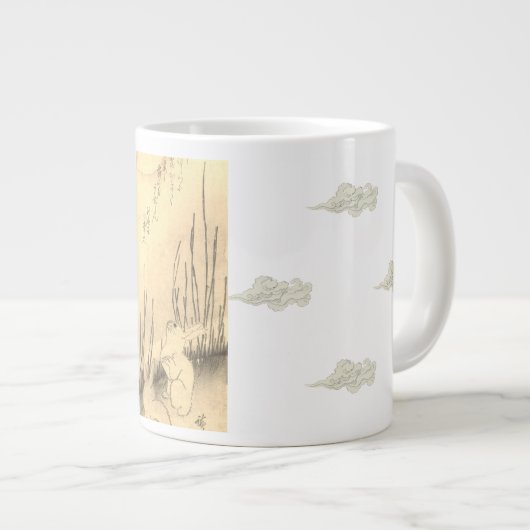 Bone China Mok TWEE KONIJNEN EN EEN MAAN W / WOLKE (Voorkant rechts)