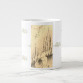 Bone China Mok TWEE KONIJNEN EN EEN MAAN W / WOLKE (Voorkant)