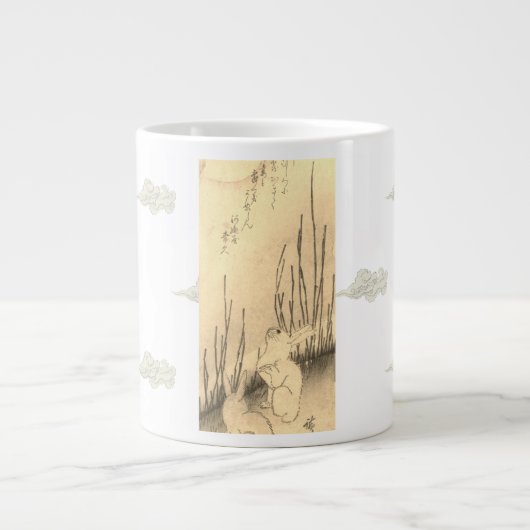 Bone China Mok TWEE KONIJNEN EN EEN MAAN W / WOLKE (Voorkant)