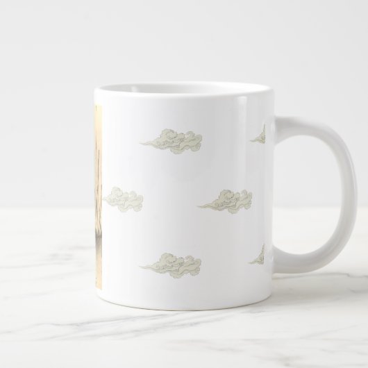 Bone China Mok TWEE KONIJNEN EN EEN MAAN W / WOLKE (Rechts)