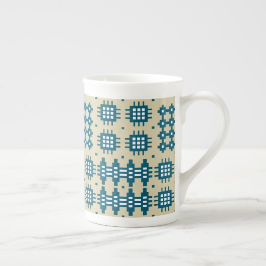 Bone China Mok Welsh Tapestry Pattern, Navy (Rechts)