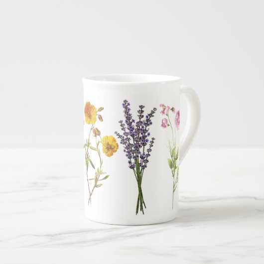 Bone China Mok - Wilde bloemen (Voorkant rechts)